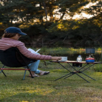 Camping table for uneven ground.